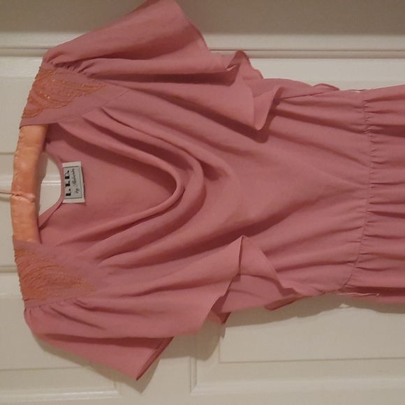 Vintage L.T.D. pink mauve dress by Roberta size 9/10 beautiful seed bead detail - Picture 2 of 9